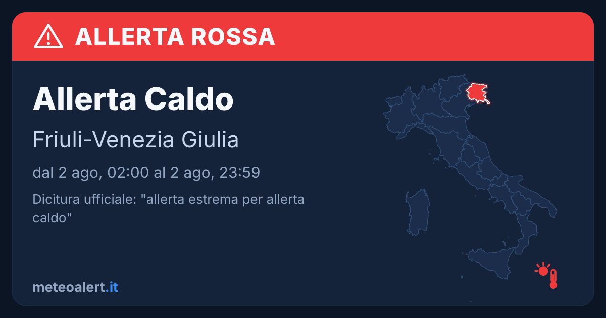 Allerta estrema per allerta caldo in Friuli-Venezia Giulia: allerta rossa oggi