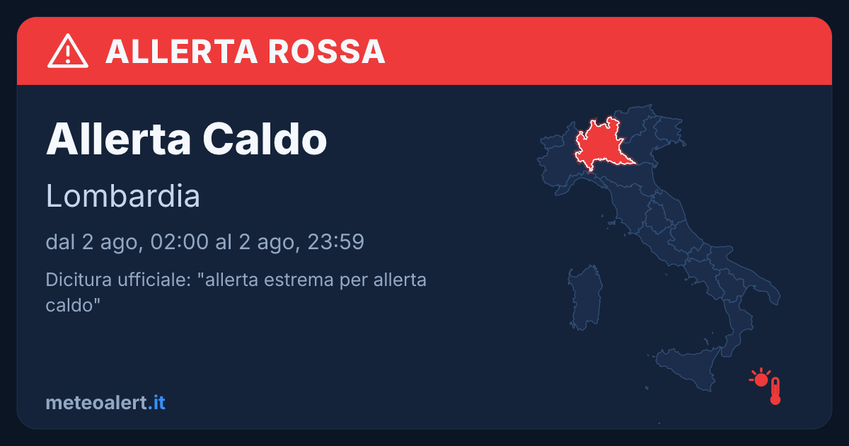 Allerta estrema per allerta caldo in Lombardia: allerta rossa oggi