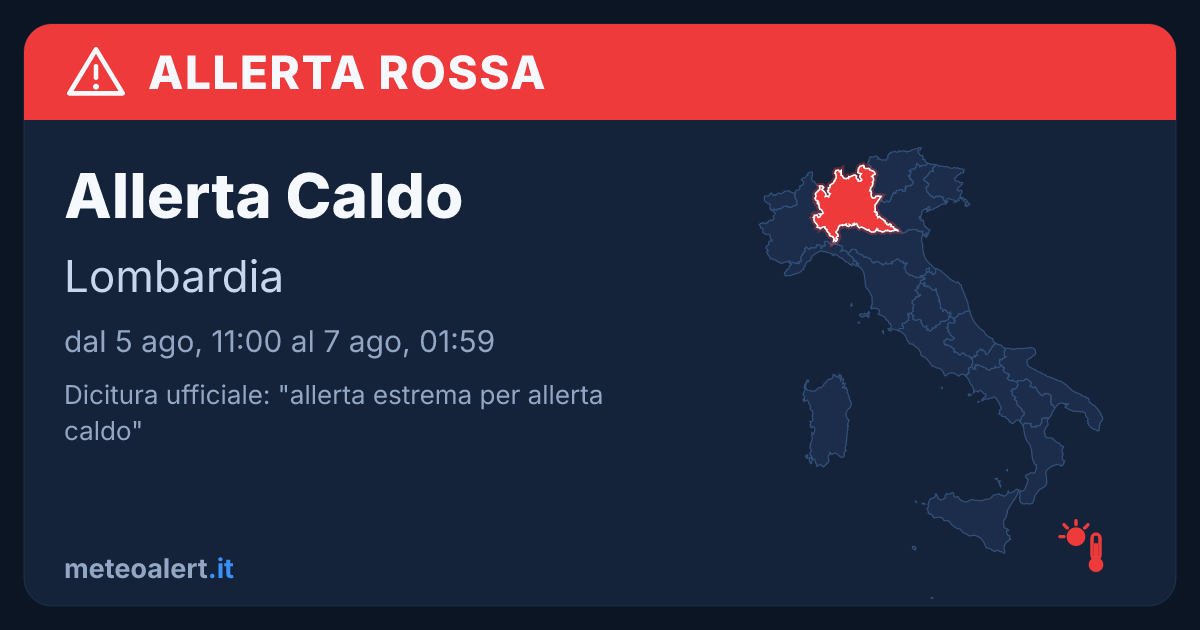 Allerta estrema per allerta caldo in Lombardia: allerta rossa oggi