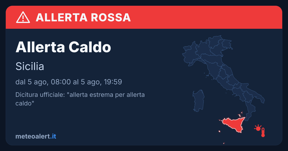 Allerta estrema per allerta caldo in Sicilia: allerta rossa oggi