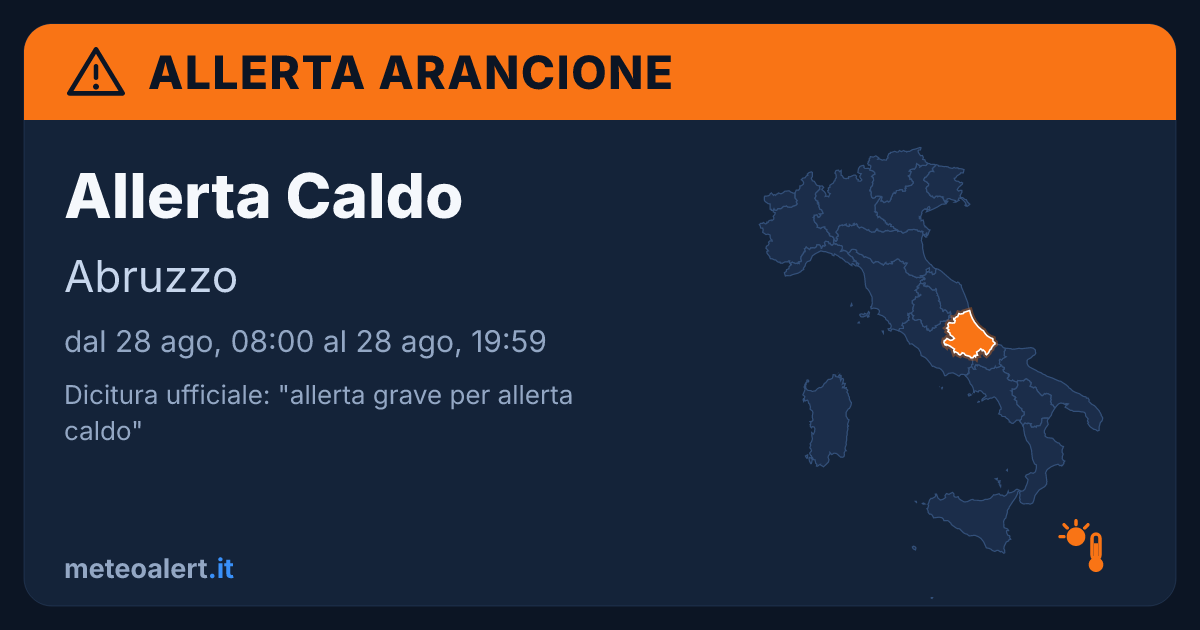 Allerta grave per allerta caldo in Abruzzo: allerta arancione oggi