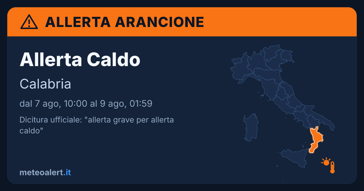 Allerta grave per allerta caldo in Calabria: allerta arancione oggi