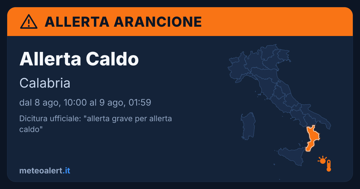 Allerta grave per allerta caldo in Calabria: allerta arancione oggi