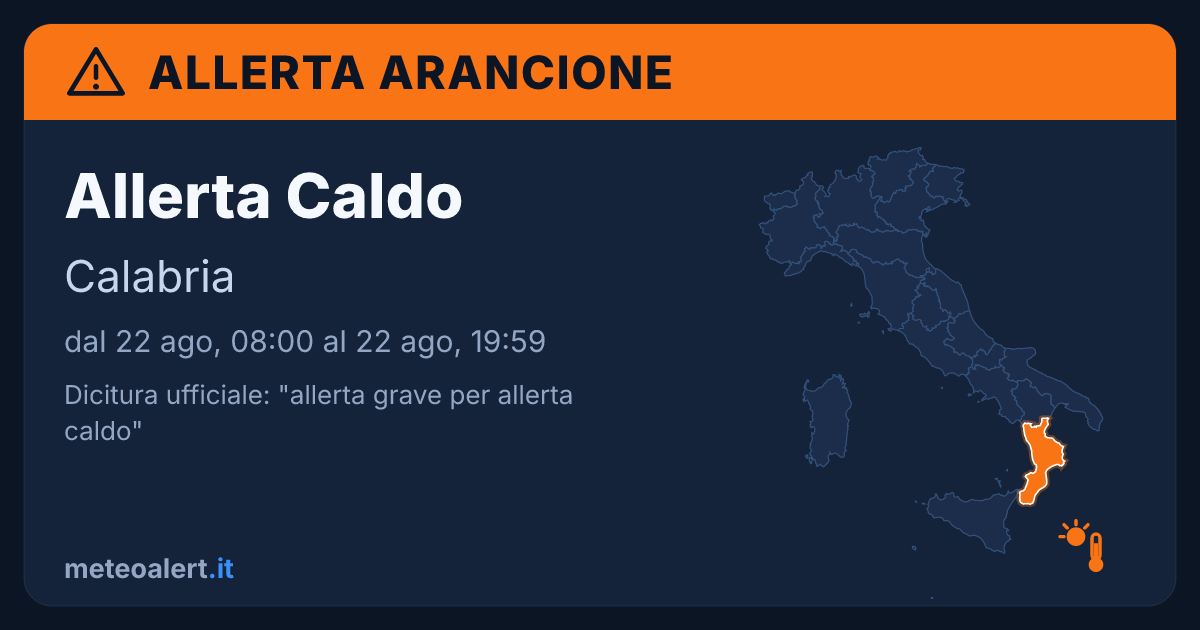 Allerta grave per allerta caldo in Calabria: allerta arancione oggi