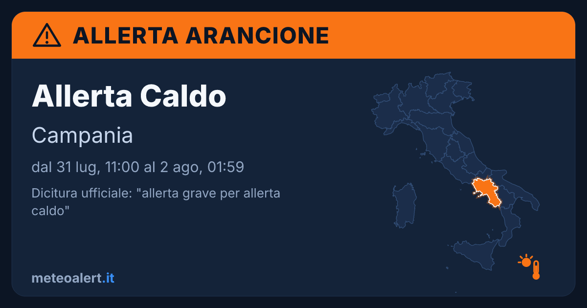 Allerta grave per allerta caldo in Campania: allerta arancione oggi