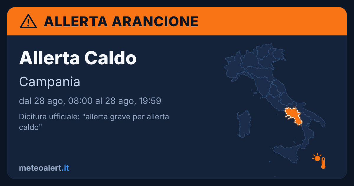 Allerta grave per allerta caldo in Campania: allerta arancione oggi