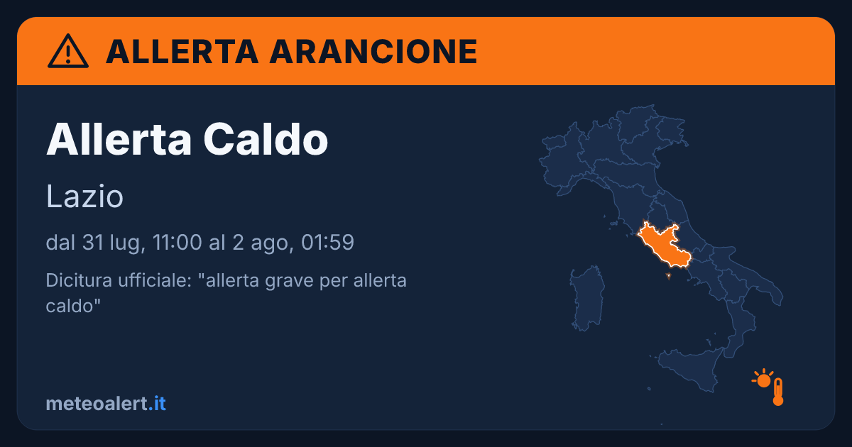 Allerta grave per allerta caldo in Lazio: allerta arancione oggi