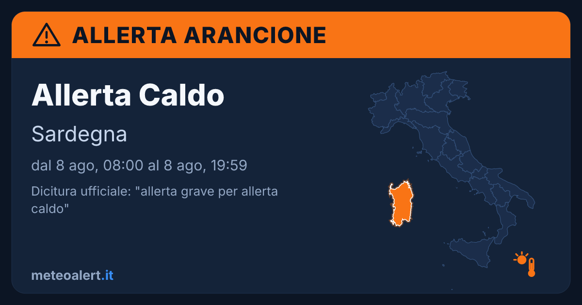 Allerta grave per allerta caldo in Sardegna: allerta arancione oggi