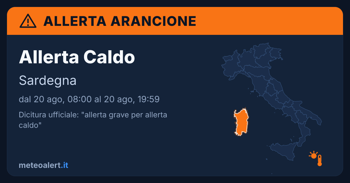 Allerta grave per allerta caldo in Sardegna: allerta arancione oggi