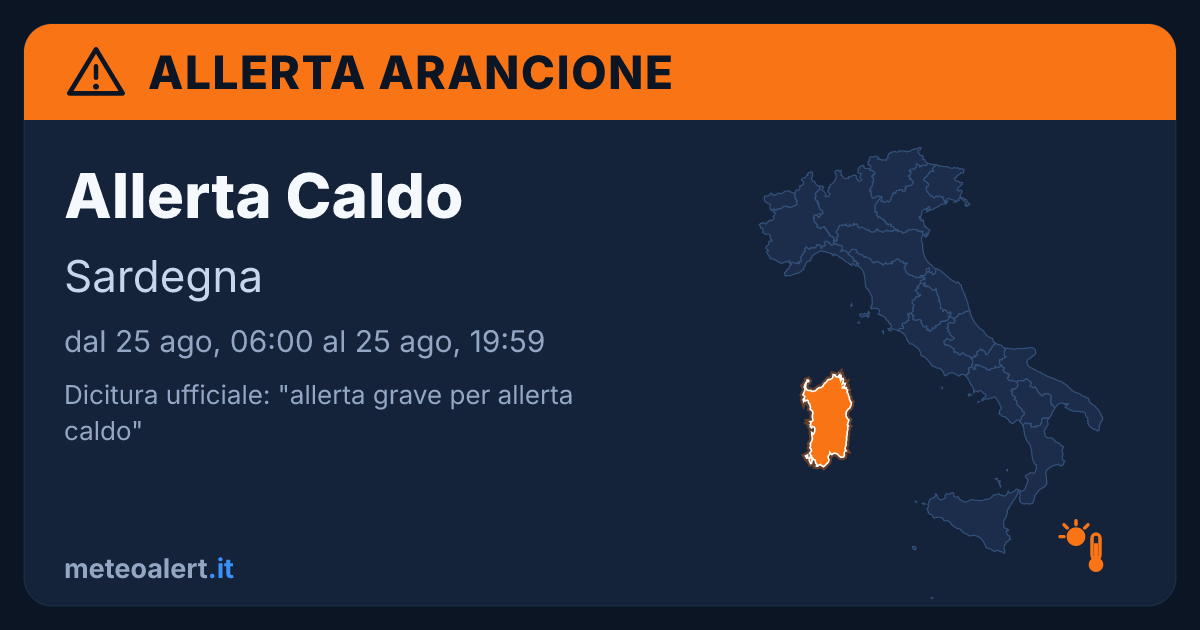 Allerta grave per allerta caldo in Sardegna: allerta arancione oggi