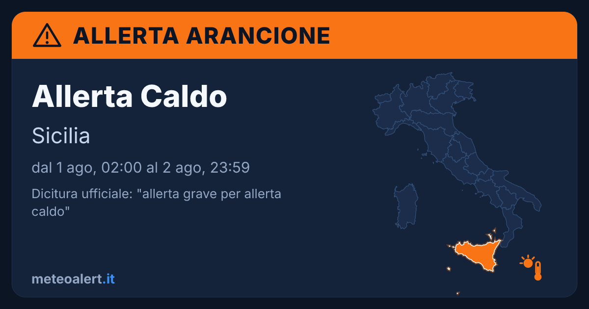 Allerta grave per allerta caldo in Sicilia: allerta arancione oggi