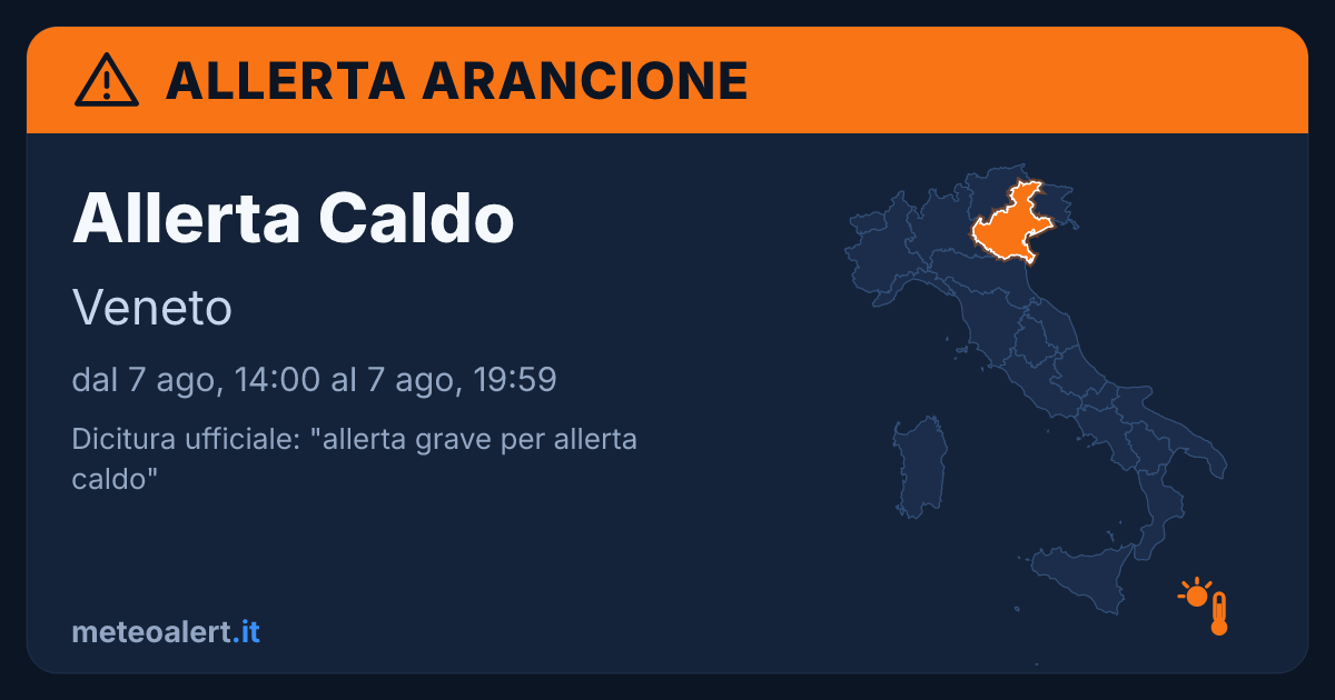 Allerta grave per allerta caldo in Veneto: allerta arancione oggi