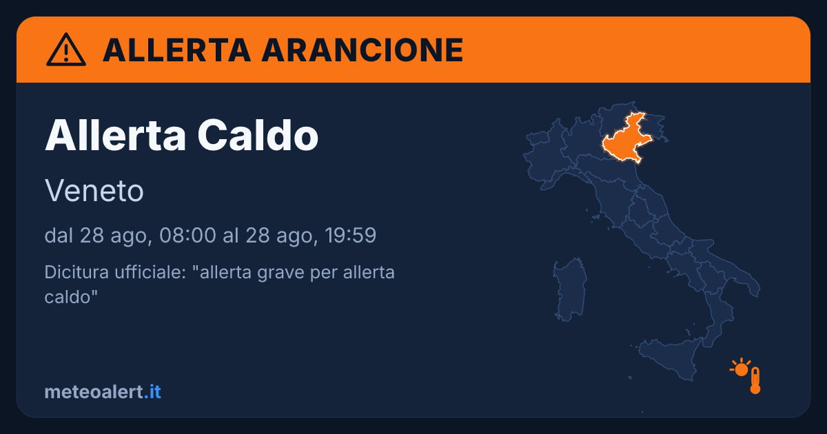 Allerta grave per allerta caldo in Veneto: allerta arancione oggi