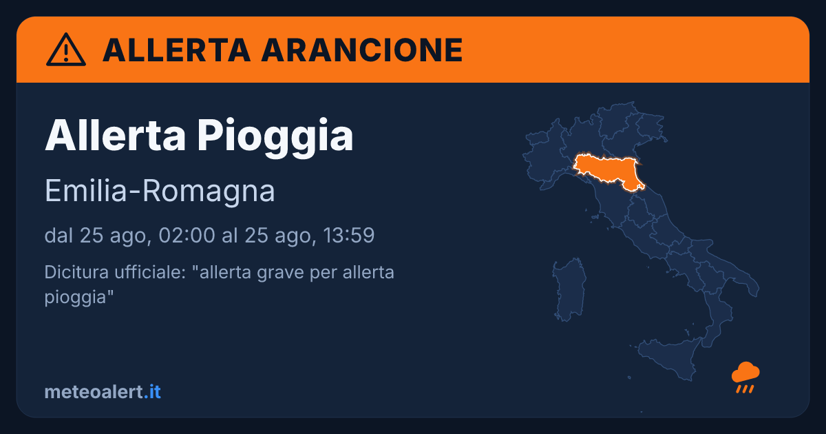 Allerta grave per allerta pioggia in Emilia-Romagna: allerta arancione oggi