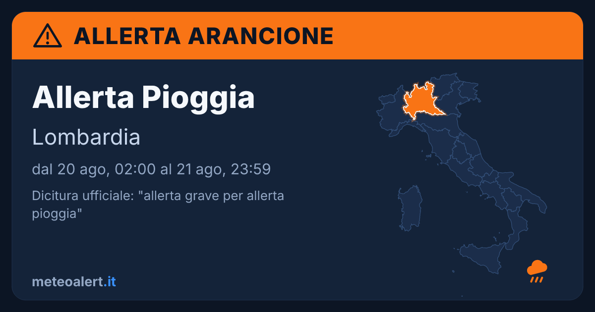 Allerta grave per allerta pioggia in Lombardia: allerta arancione oggi