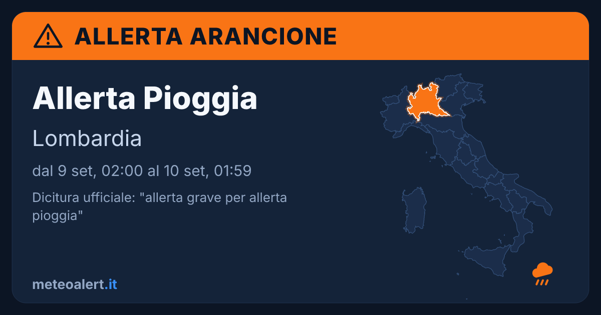 Allerta grave per allerta pioggia in Lombardia: allerta arancione oggi