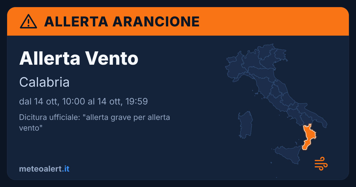 Allerta grave per allerta vento in Calabria: allerta arancione oggi