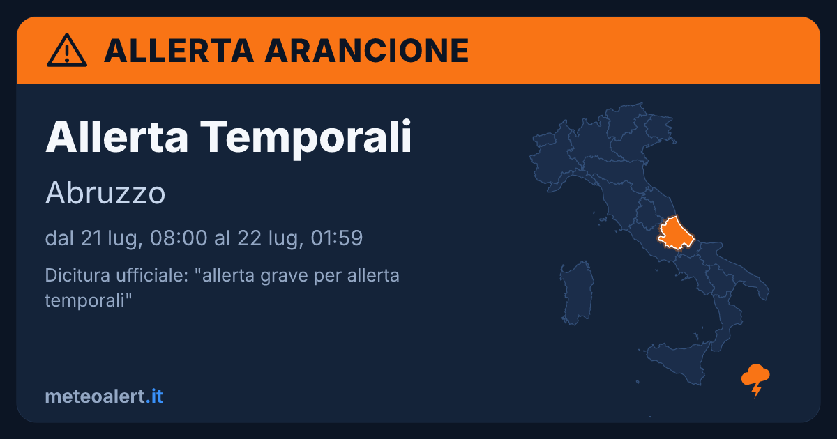Allerta grave per temporali in Abruzzo: allerta arancione oggi