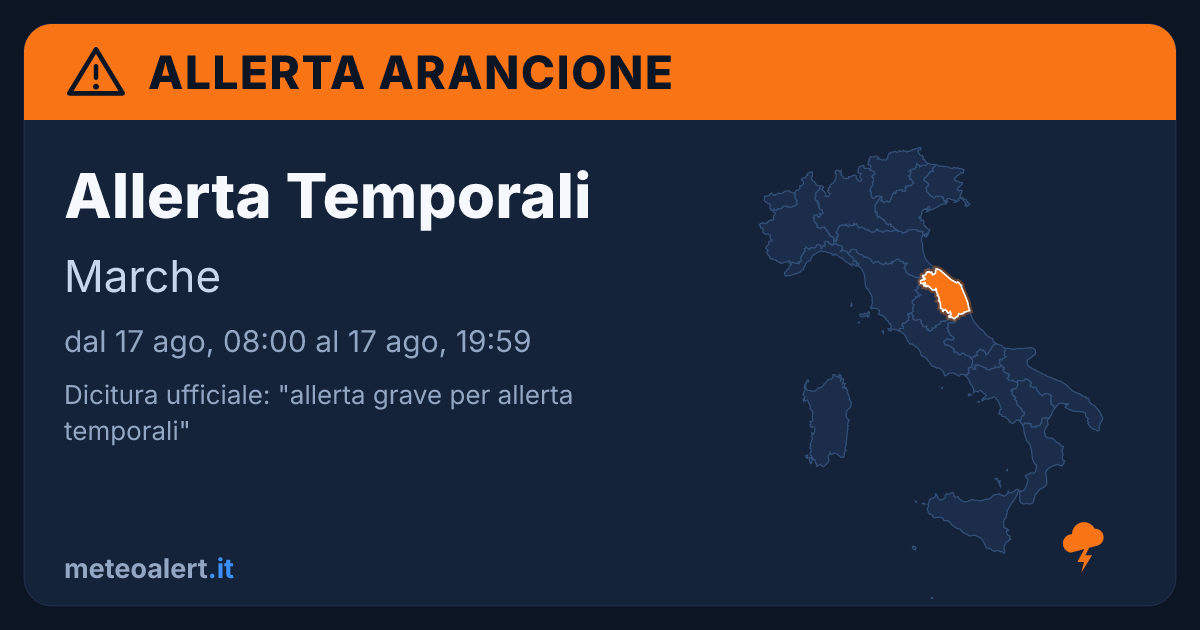 Allerta grave per temporali in Marche: allerta arancione oggi