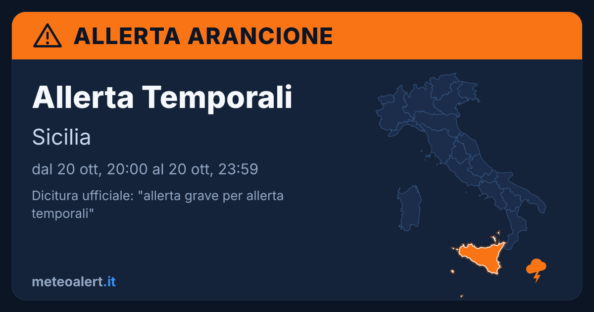 Allerta grave per temporali in Sicilia: allerta arancione oggi