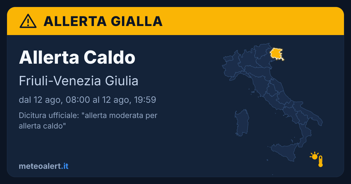 Allerta moderata per allerta caldo in Friuli-Venezia Giulia: allerta gialla oggi