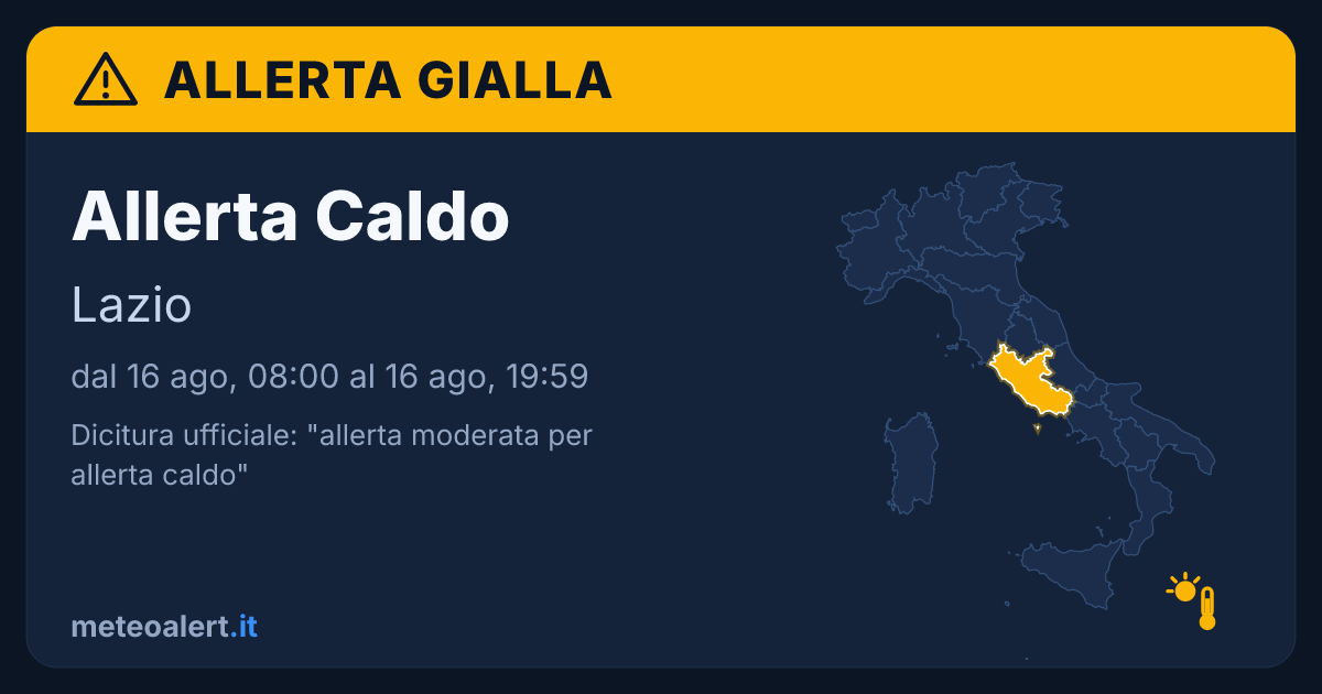 Allerta moderata per allerta caldo in Lazio: allerta gialla oggi