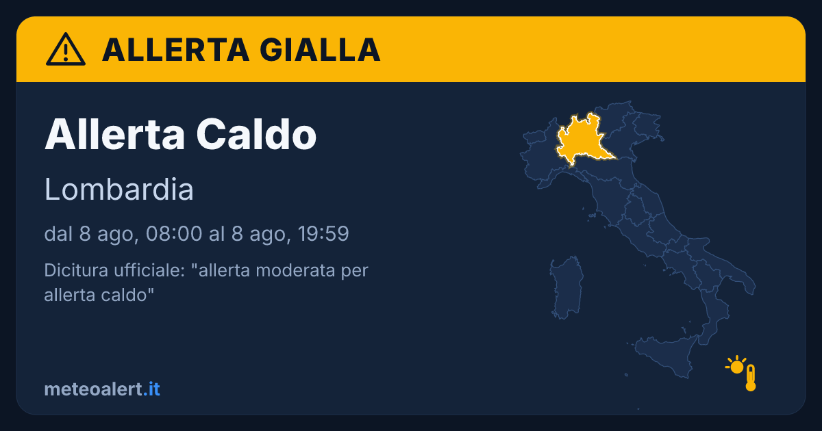 Allerta moderata per allerta caldo in Lombardia: allerta gialla oggi