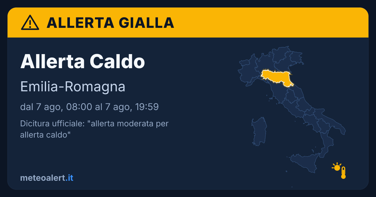 Allerta moderata per caldo in Emilia-Romagna: allerta gialla oggi