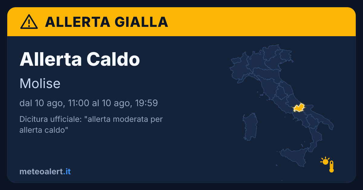 Allerta moderata per caldo in Molise: allerta gialla oggi
