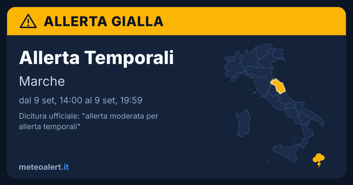 Allerta moderata per temporali in Marche: allerta gialla oggi