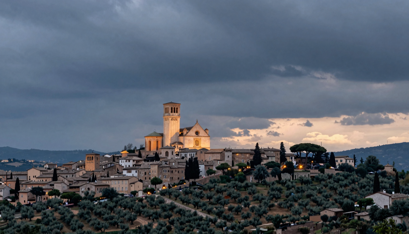 Meteo Umbria oggi: coperto, 15-29°C, vento moderato