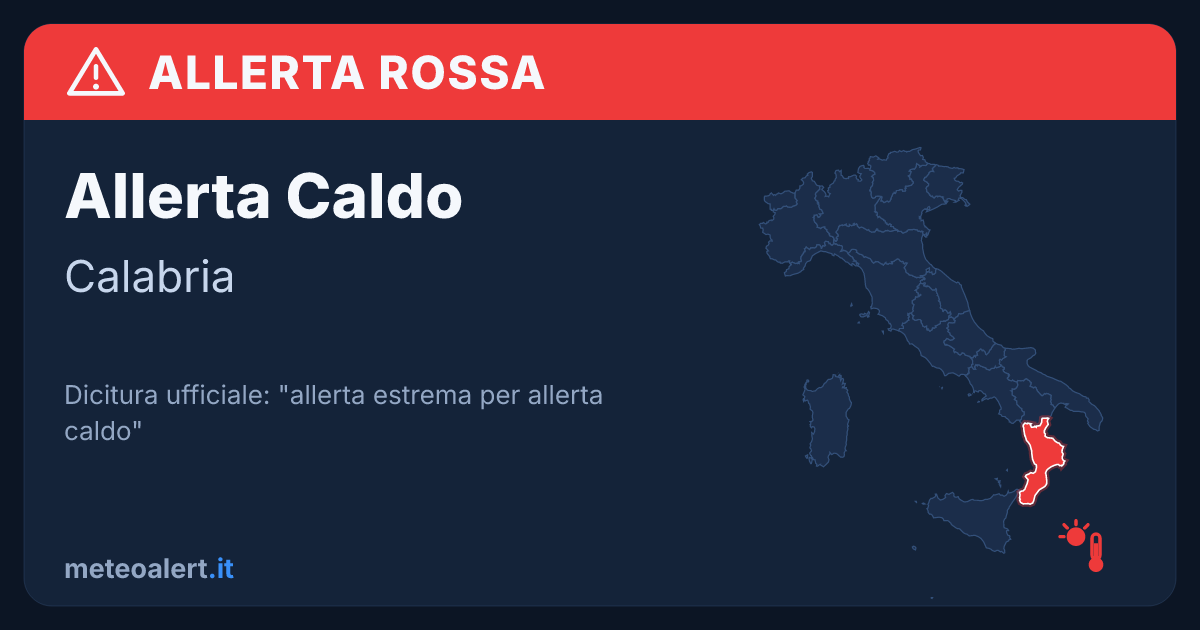 Allerta estrema per allerta caldo in Calabria: allerta rossa oggi