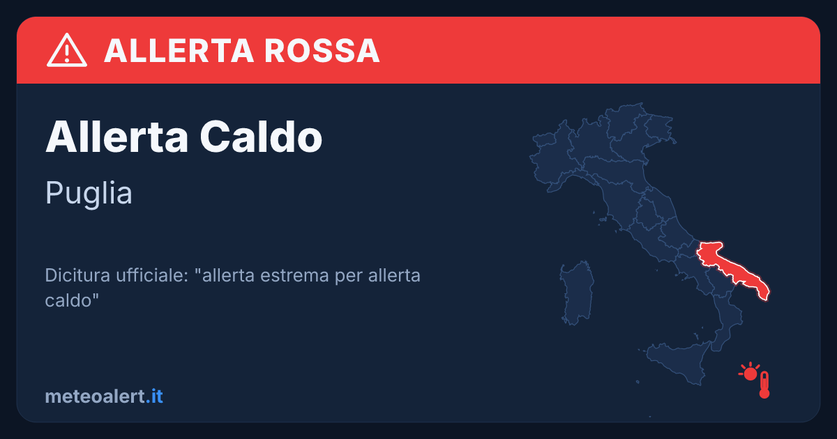 Allerta estrema per allerta caldo in Puglia: allerta rossa oggi