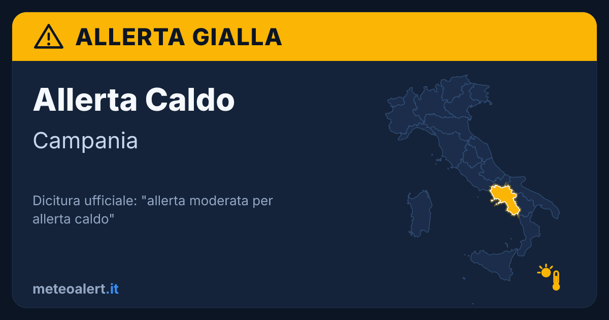 Allerta moderata per allerta caldo in Campania: allerta gialla oggi