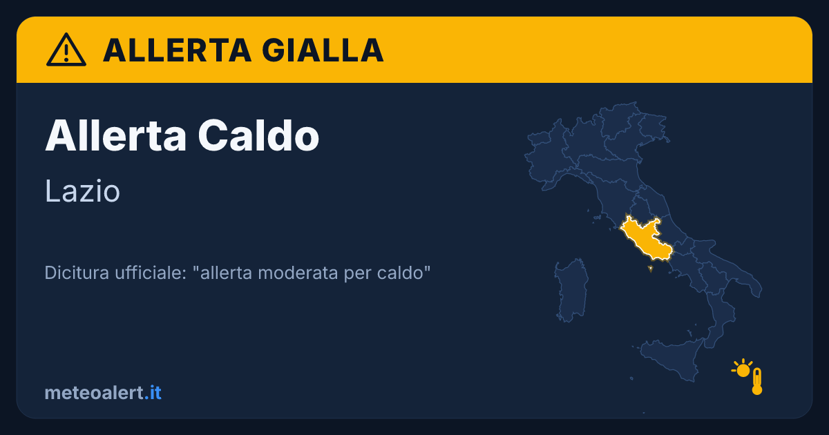 Allerta moderata per caldo in Lazio: allerta gialla oggi