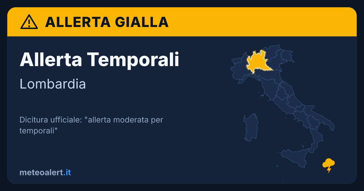 Allerta moderata per temporali in Lombardia: allerta gialla oggi